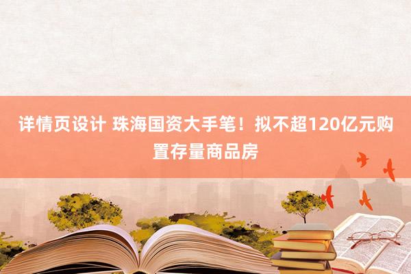 详情页设计 珠海国资大手笔！拟不超120亿元购置存量商品房