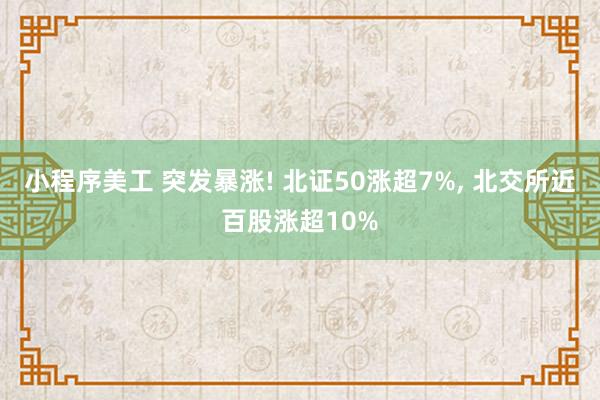 小程序美工 突发暴涨! 北证50涨超7%, 北交所近百股涨超10%